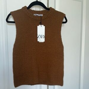 Zara Burnt Orange Sleeveless Knit Top